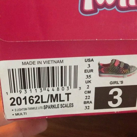 BRAND NEW girl Skechers sparkle scales light up velcro shoes size US 3Y - Picture 9 of 10